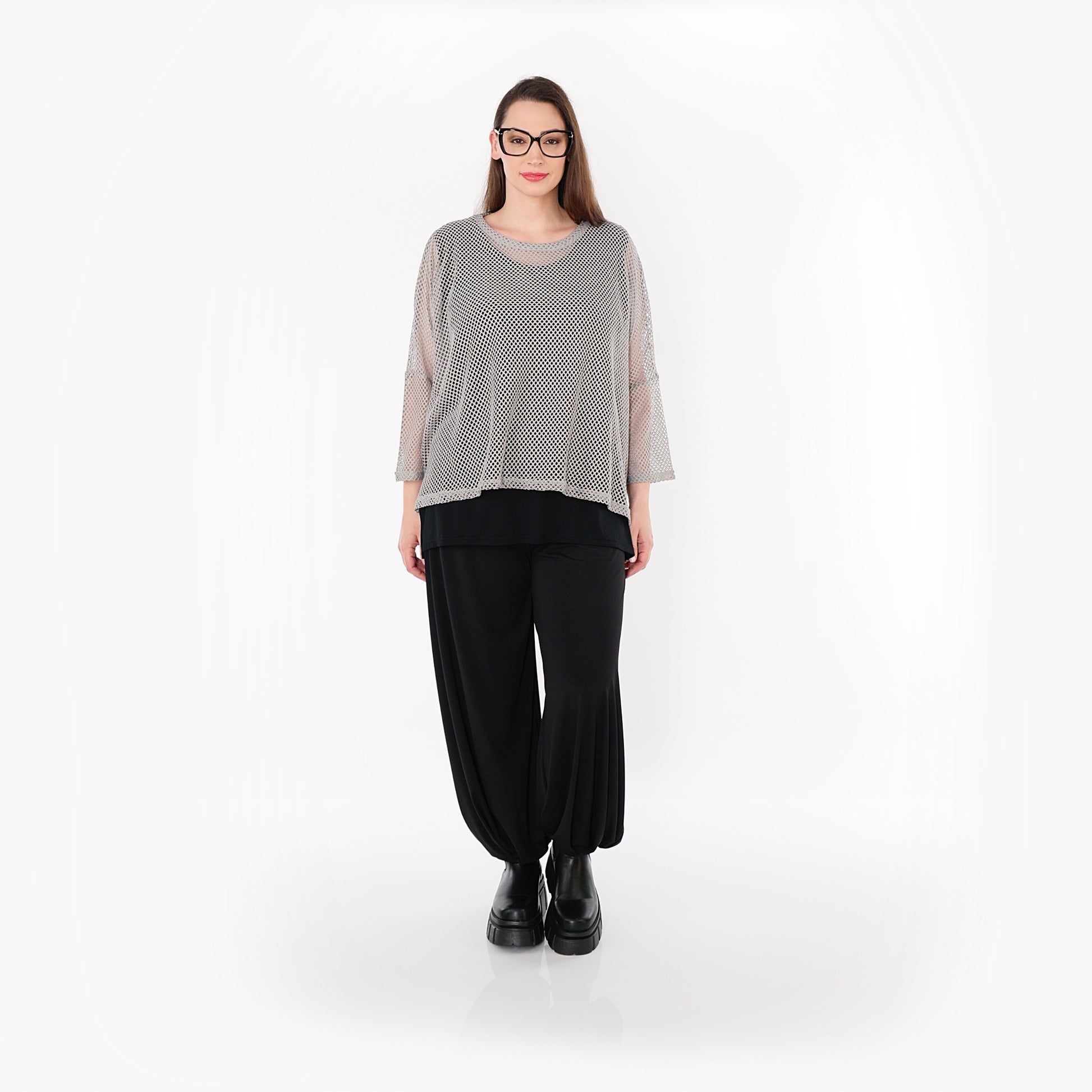 AKH Fashion Bigshirt in gerader Form, aus Baumwolle, 1500.06721, Grau, Ausgefallen, Zeitlos