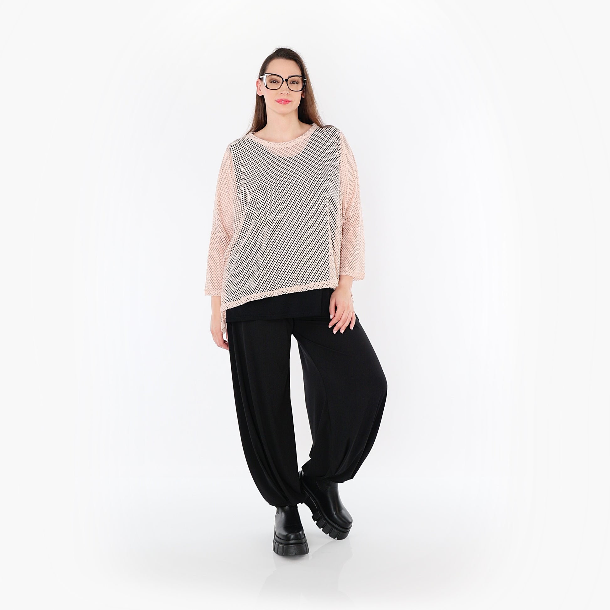  AKH Fashion Bigshirt in gerader Form, aus Baumwolle, 1500.06721, Mauve, Ausgefallen, Zeitlos