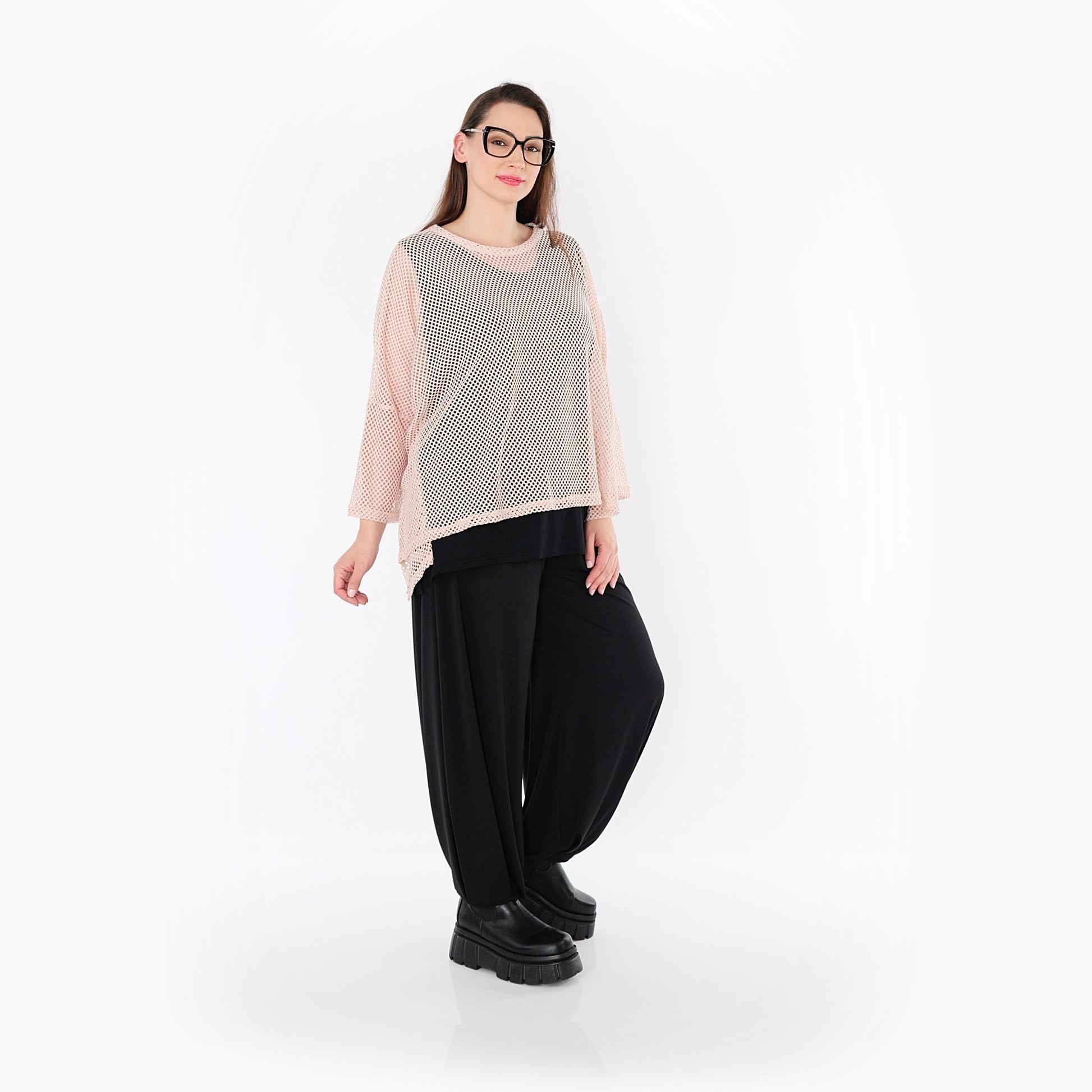  AKH Fashion Bigshirt in gerader Form, aus Baumwolle, 1500.06721, Mauve, Ausgefallen, Zeitlos