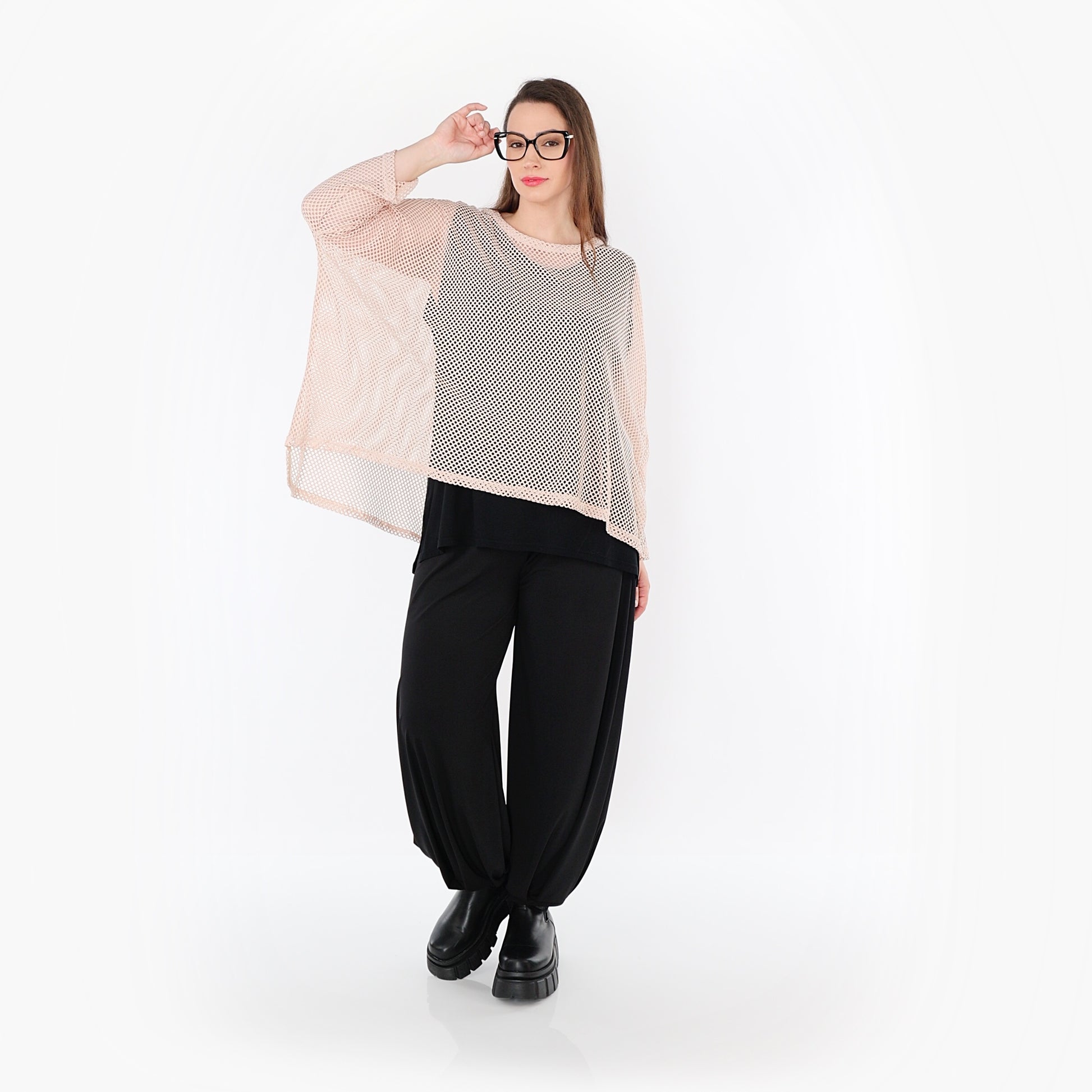  AKH Fashion Bigshirt in gerader Form, aus Baumwolle, 1500.06721, Mauve, Ausgefallen, Zeitlos