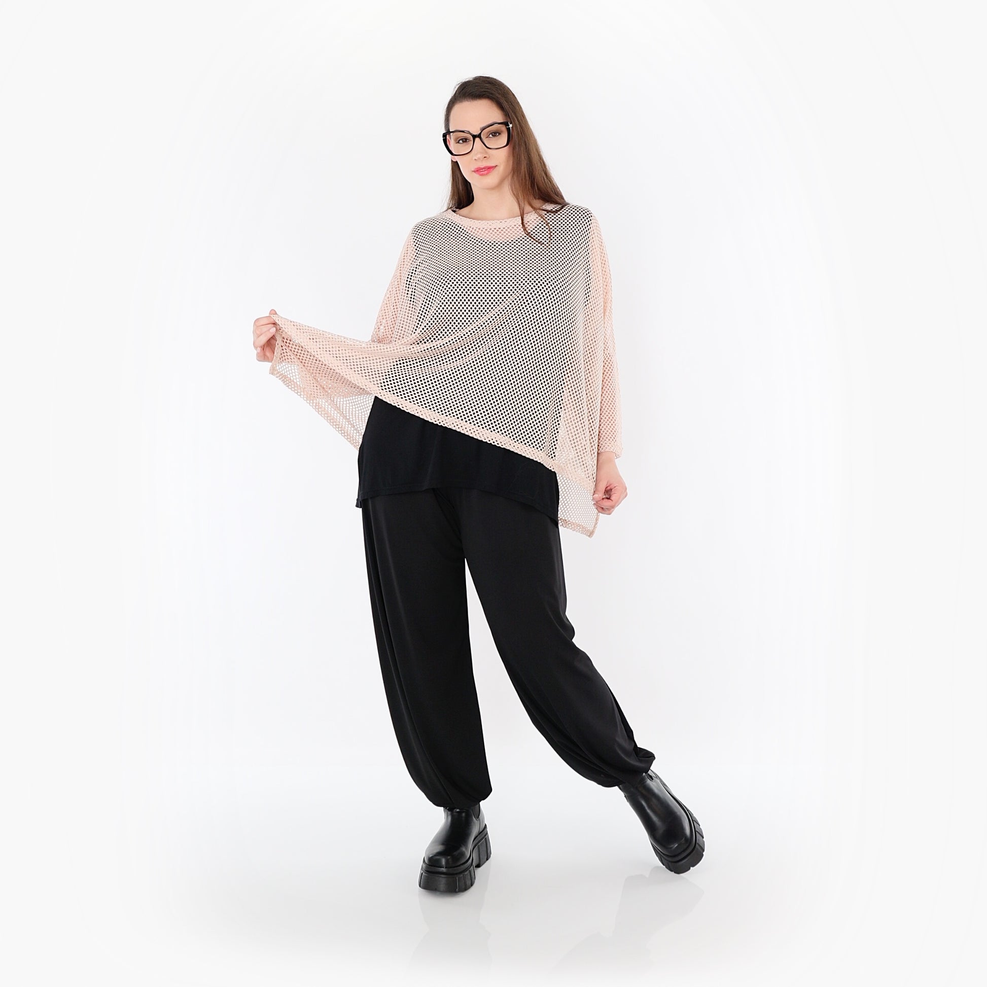  AKH Fashion Bigshirt in gerader Form, aus Baumwolle, 1500.06721, Mauve, Ausgefallen, Zeitlos
