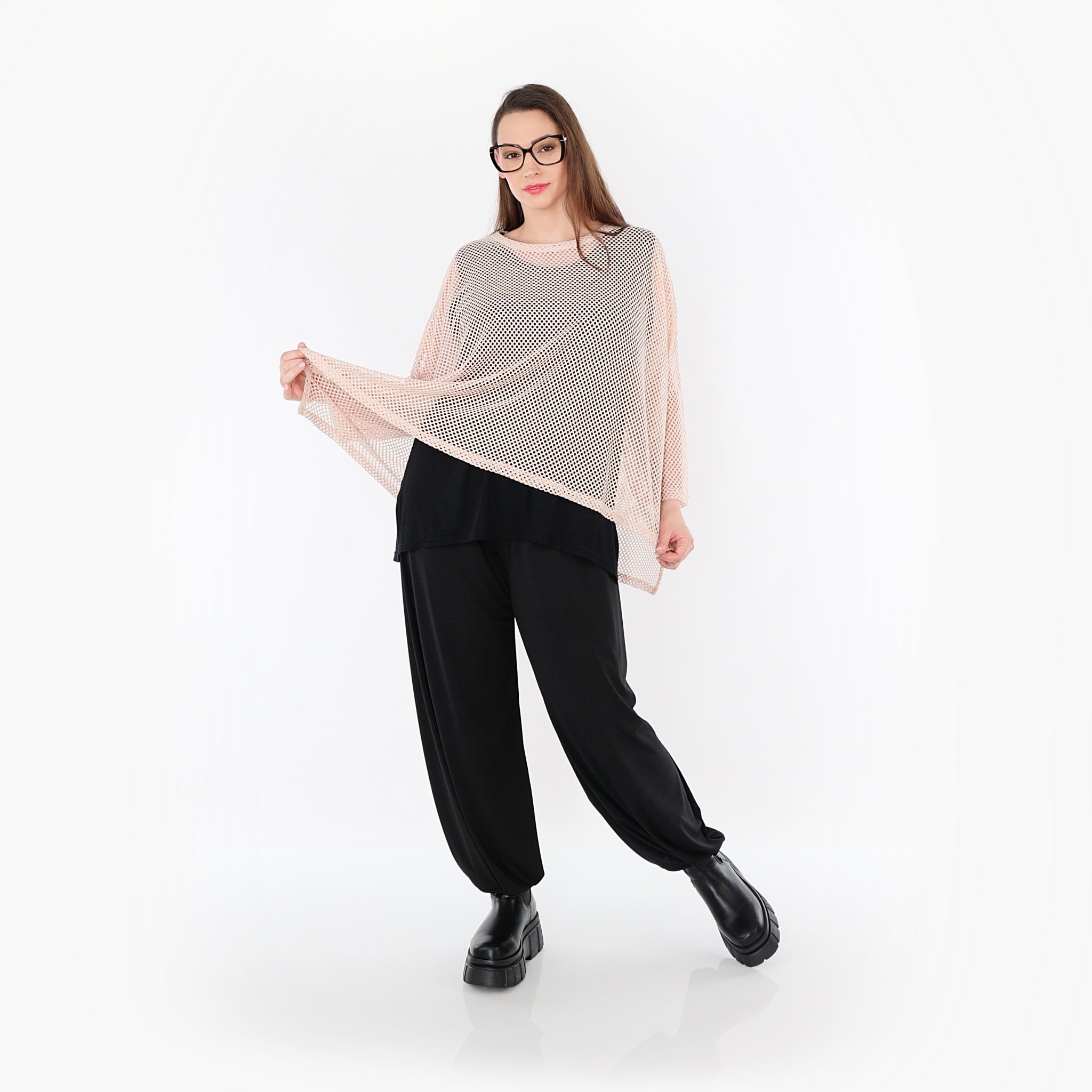  AKH Fashion Bigshirt in gerader Form, aus Baumwolle, 1500.06721, Mauve, Ausgefallen, Zeitlos