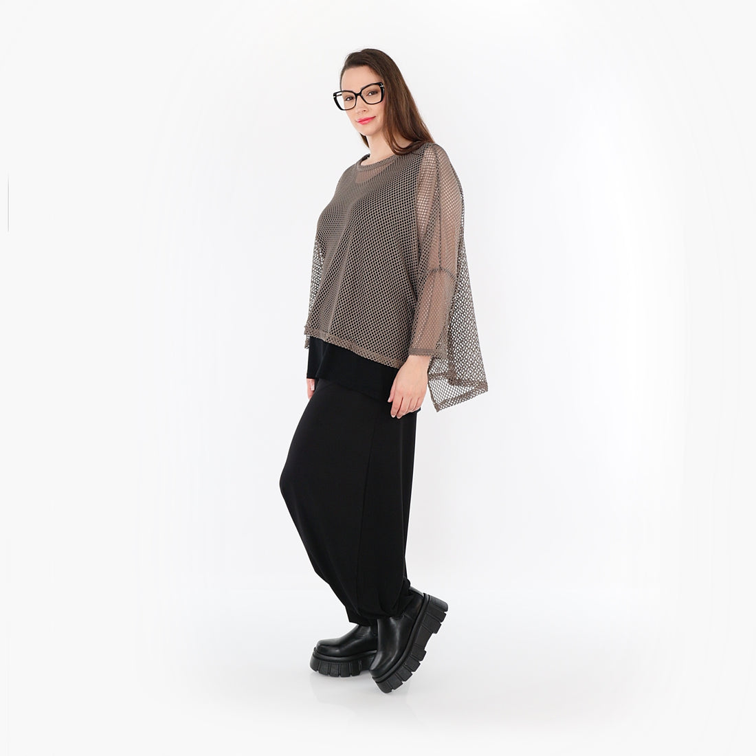 AKH Fashion Bigshirt in gerader Form, aus Baumwolle, 1500.06721, Taupe, Ausgefallen, Zeitlos