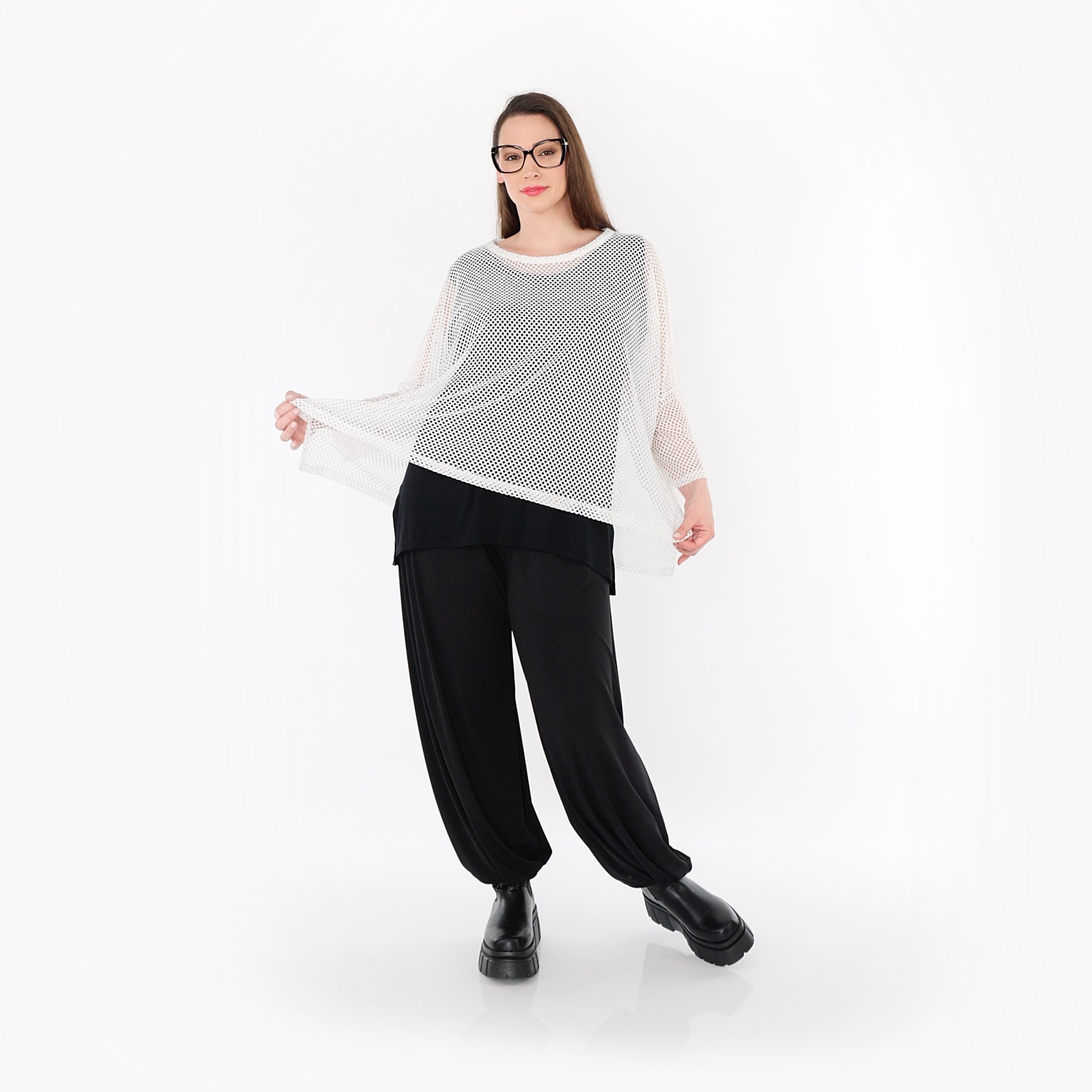  AKH Fashion Bigshirt in gerader Form, aus Baumwolle, 1500.06721, Weiß, Ausgefallen, Zeitlos