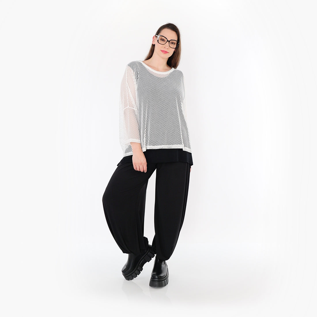  AKH Fashion Bigshirt in gerader Form, aus Baumwolle, 1500.06721, Weiß, Ausgefallen, Zeitlos