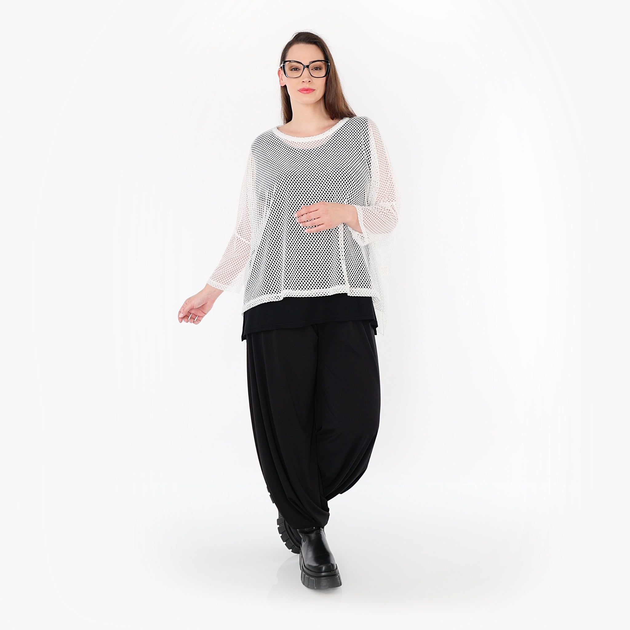  AKH Fashion Bigshirt in gerader Form, aus Baumwolle, 1500.06721, Weiß, Ausgefallen, Zeitlos