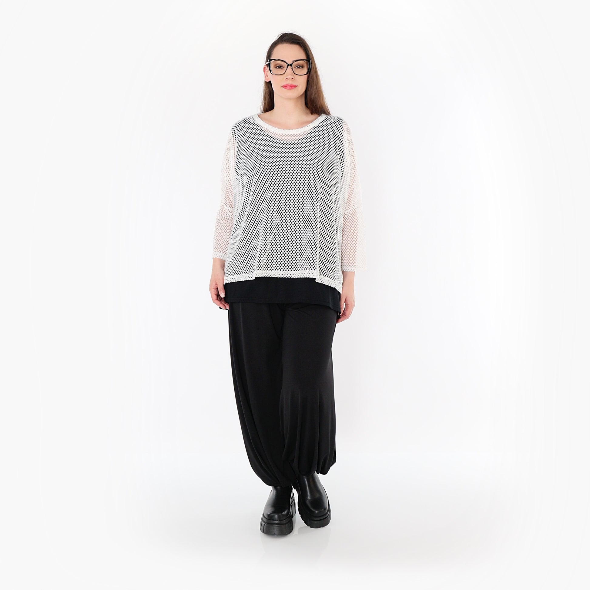  AKH Fashion Bigshirt in gerader Form, aus Baumwolle, 1500.06721, Weiß, Ausgefallen, Zeitlos