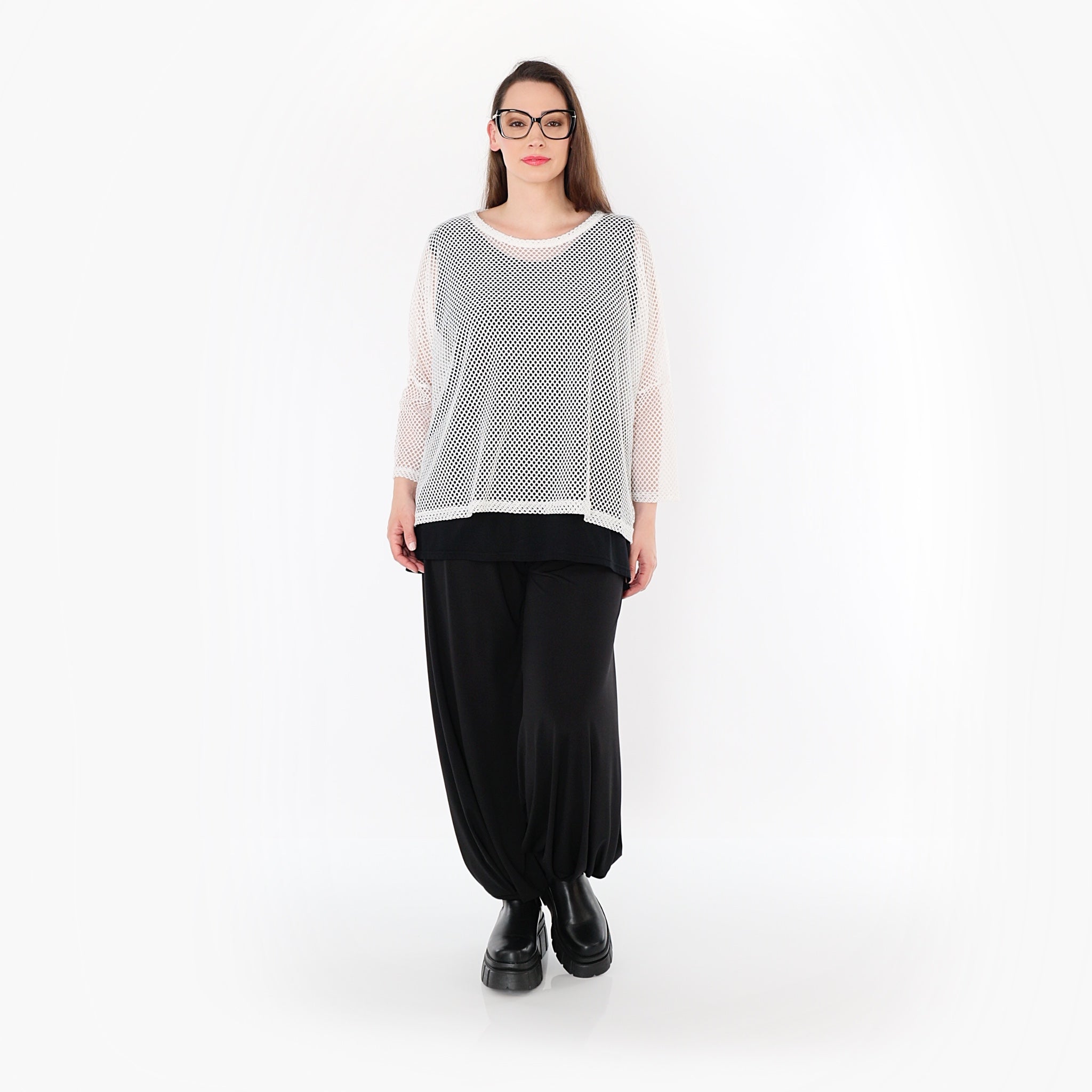  AKH Fashion Bigshirt in gerader Form, aus Baumwolle, 1500.06721, Weiß, Ausgefallen, Zeitlos