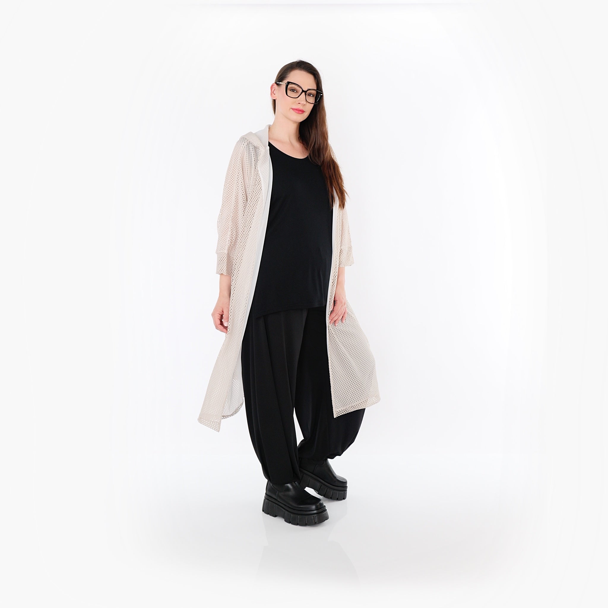  AKH Fashion Cardigan in gerader Form, aus Baumwolle, 1500.07068, Beige, Ausgefallen