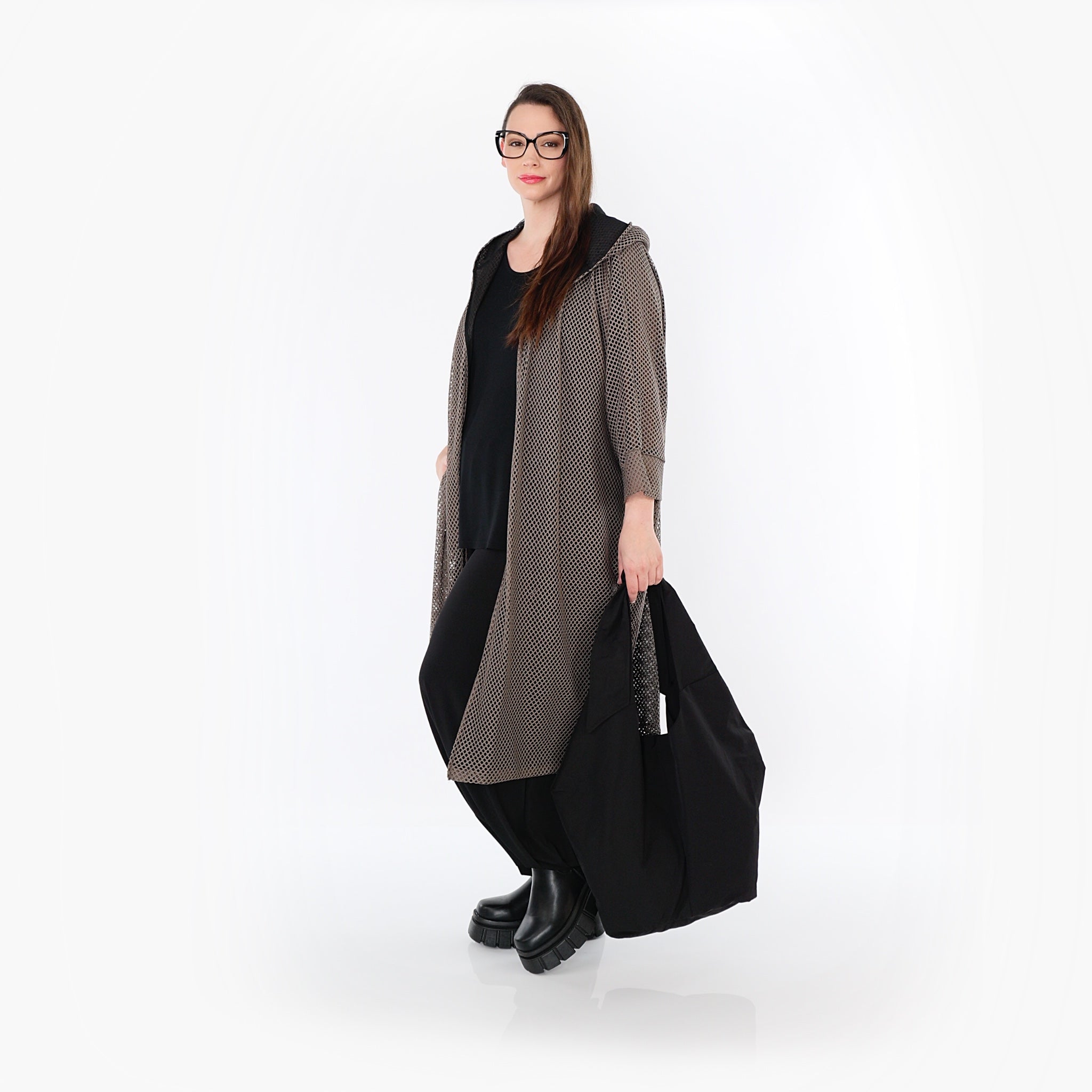  AKH Fashion Cardigan in gerader Form, aus Baumwolle, 1500.07068, Taupe, Ausgefallen