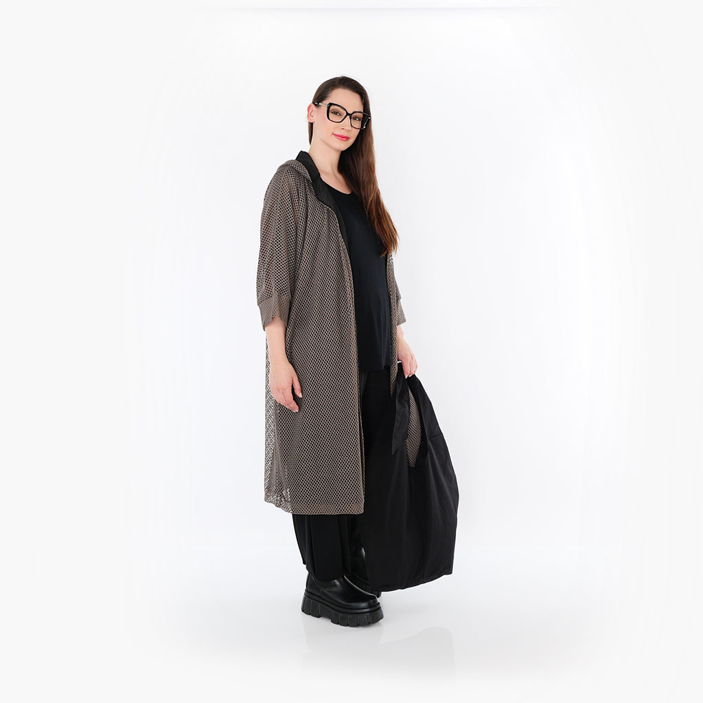  AKH Fashion Cardigan in gerader Form, aus Baumwolle, 1500.07068, Taupe, Ausgefallen