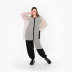  AKH Fashion Bluse in asymmetrischer Form, aus Baumwolle, 1500.07101, Beige/Schwarz, Schick