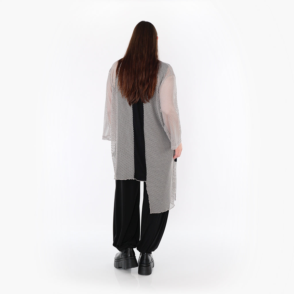  AKH Fashion Bluse in asymmetrischer Form, aus Baumwolle, 1500.07101, Grau/Schwarz, Schick