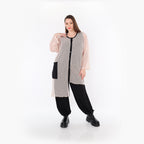 AKH Fashion Bluse in asymmetrischer Form, aus Baumwolle, 1500.07101, Mauve/Schwarz, Schick
