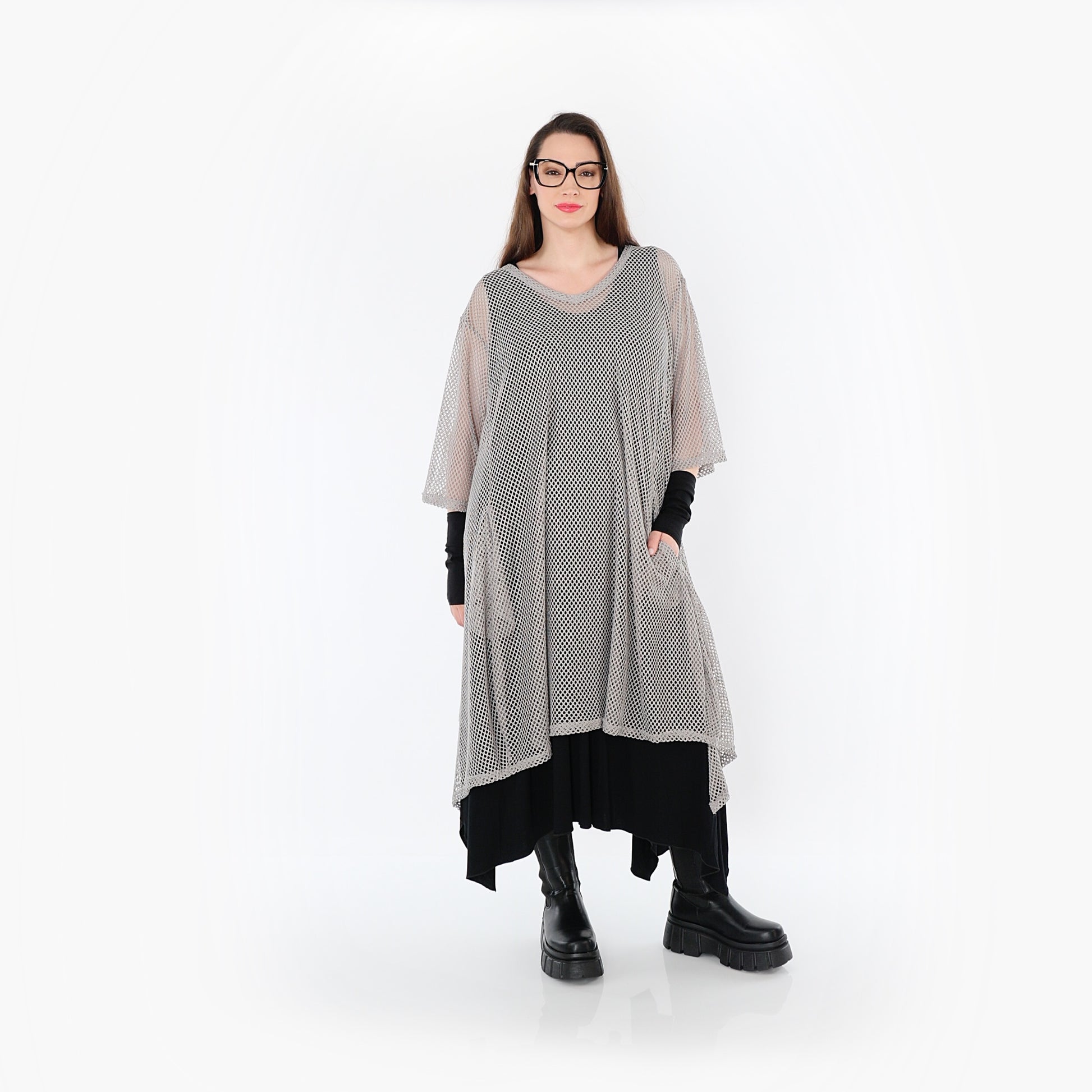  A-Form Bigshirt von AKH Fashion aus Baumwolle, 1500.07108, Grau, Ausgefallen, Zeitlos, Schick