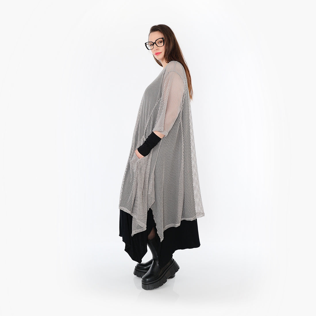  A-Form Bigshirt von AKH Fashion aus Baumwolle, 1500.07108, Grau, Ausgefallen, Zeitlos, Schick