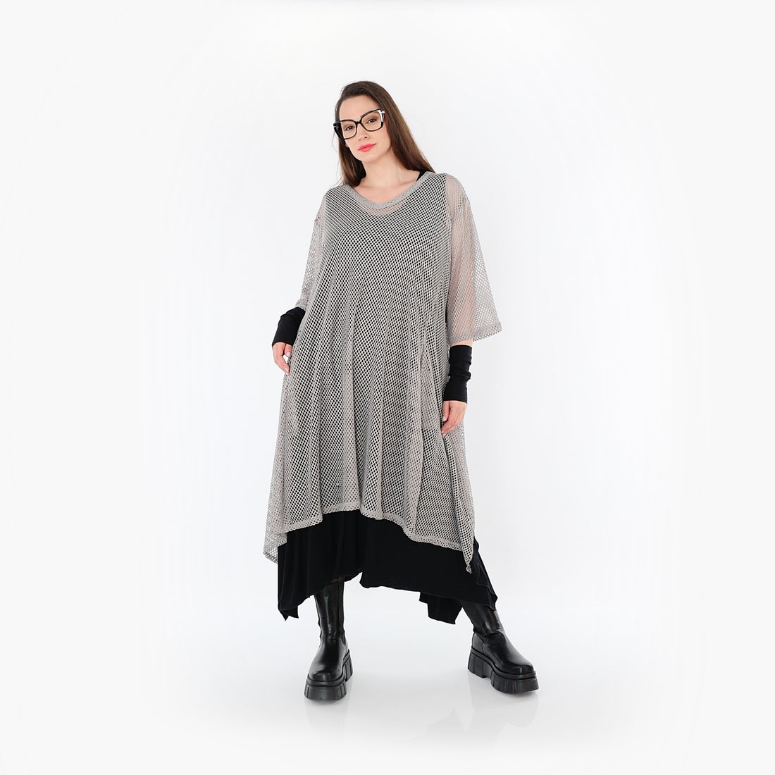  A-Form Bigshirt von AKH Fashion aus Baumwolle, 1500.07108, Grau, Ausgefallen, Zeitlos, Schick