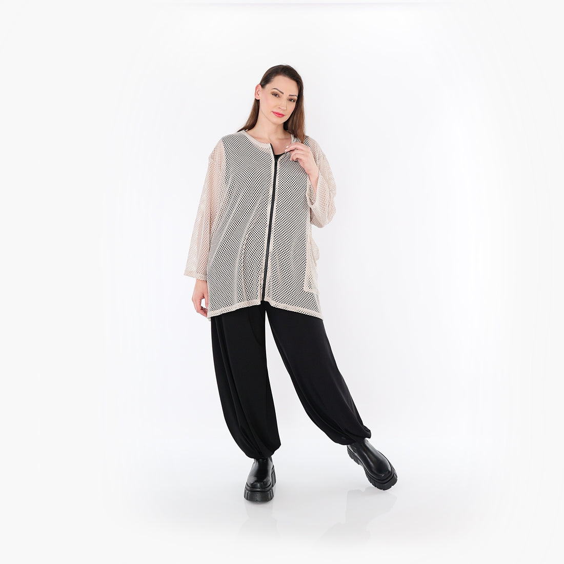  AKH Fashion Jacke in gerader Form, aus Baumwolle, 1500.07109, Beige, Ausgefallen, Zeitlos