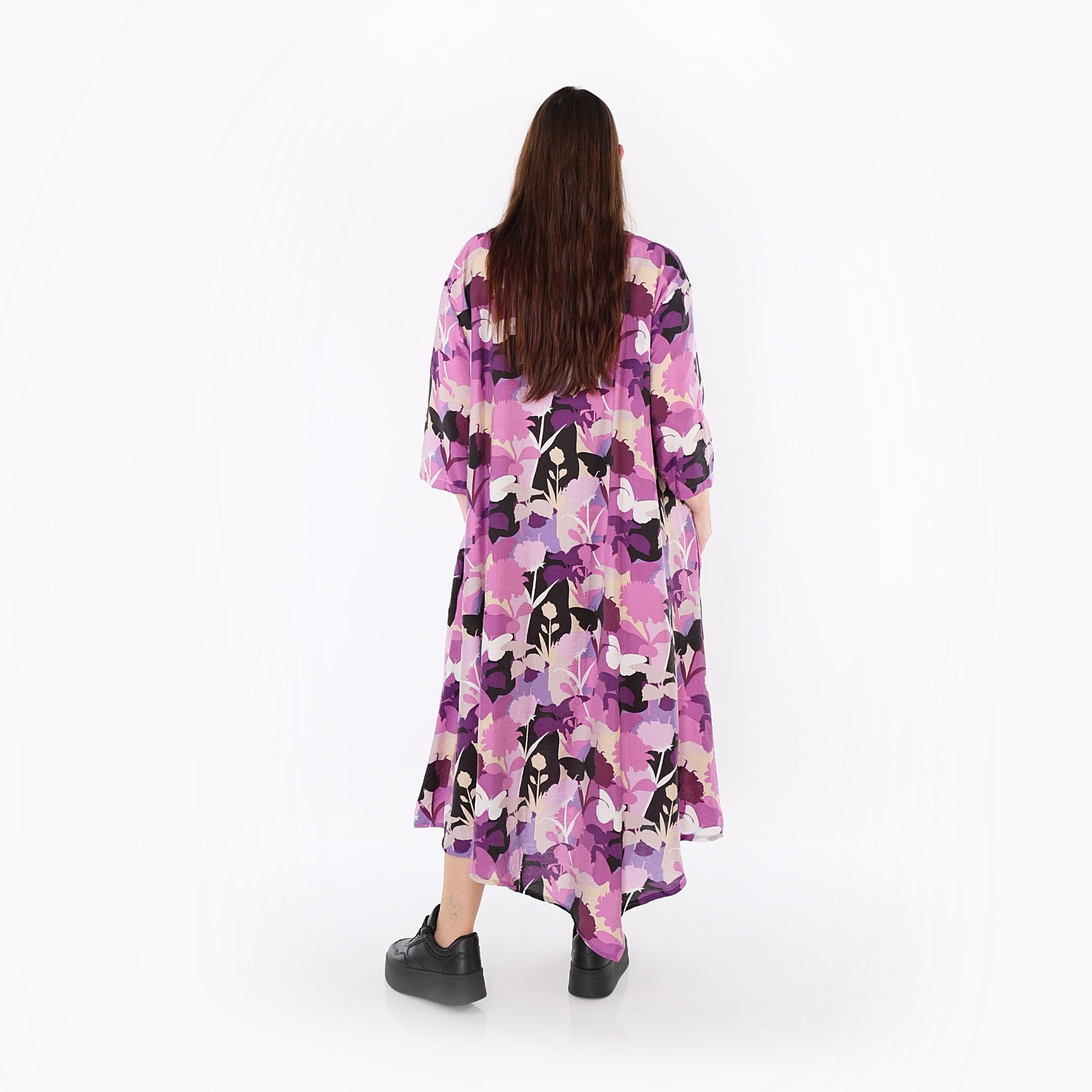  Ballonkleid von AKH Fashion aus Viskose, 1506.01927, Lila/Multicolor, Blumen, Ausgefallen