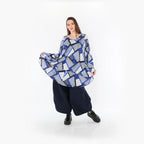  AKH Fashion Bigshirt in Glocken-Form, aus Materialmix, 1511.00592, Blau/Weiß/Marine, Schick