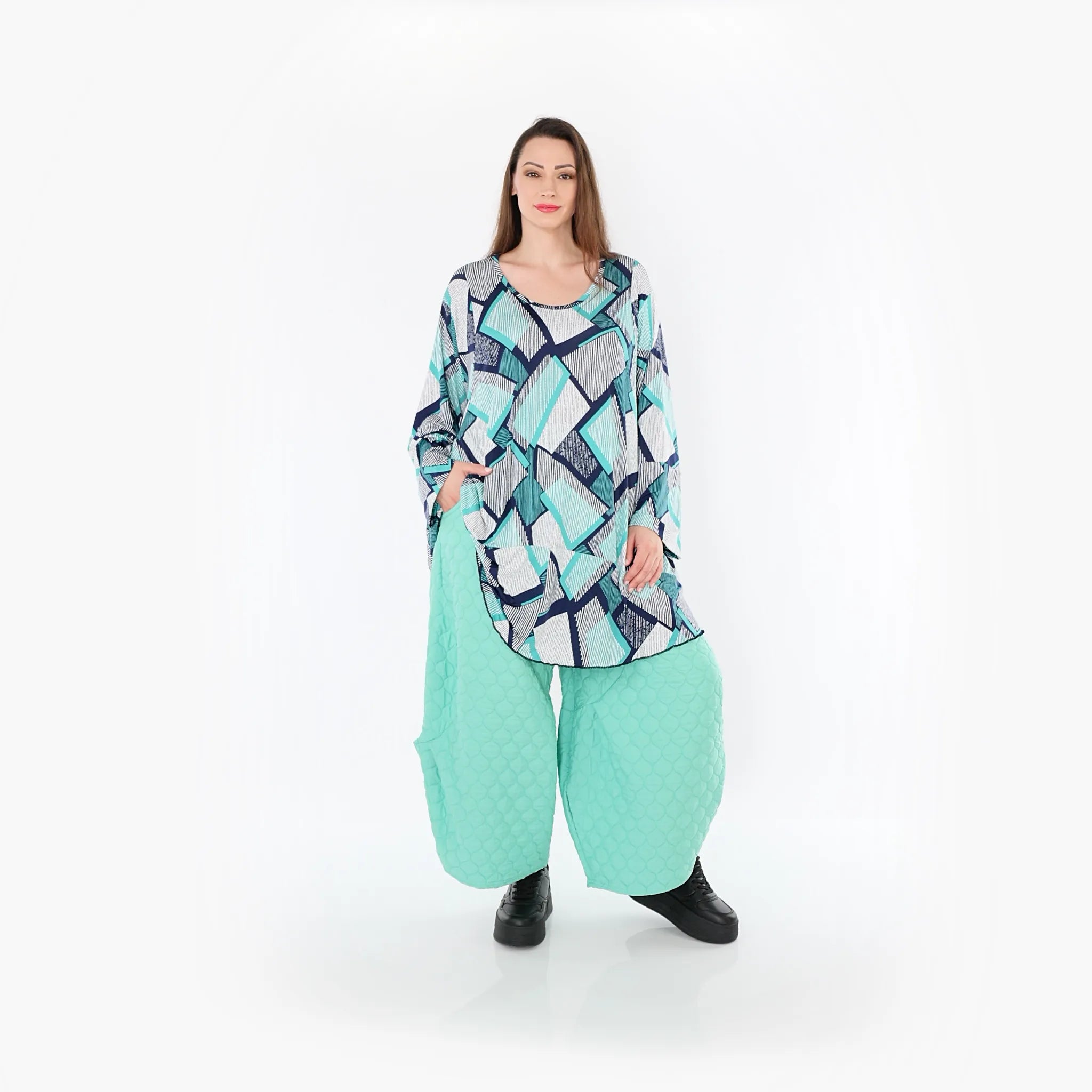  Ballonhose von AKH Fashion aus Materialmix, 1450.06631, Mintgrün, Jacquard, Schick, Schick