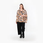  AKH Fashion Bluse in gerundeter Form, aus Rayon, 1510.07092, Cognac/Rosa/Schwarz, Wellen