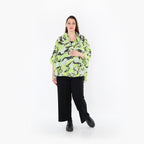  AKH Fashion Bluse in gerundeter Form, aus Rayon, 1510.07092, Grün/Türkis/Schwarz, Wellen