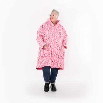  AKH Fashion Mantel in Vokuhila-Form, aus Polyester, 1515.02276, Pink/Multi, Punkte, Schick