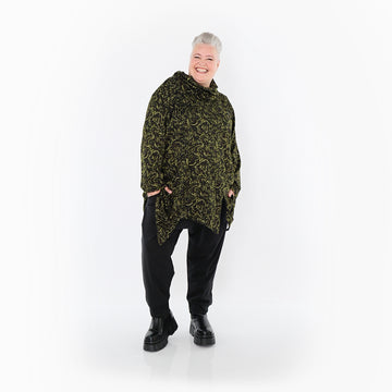 AKH Fashion Bigshirt in asymmetrischer Form, aus Materialmix, 1516.06061, Neongrün