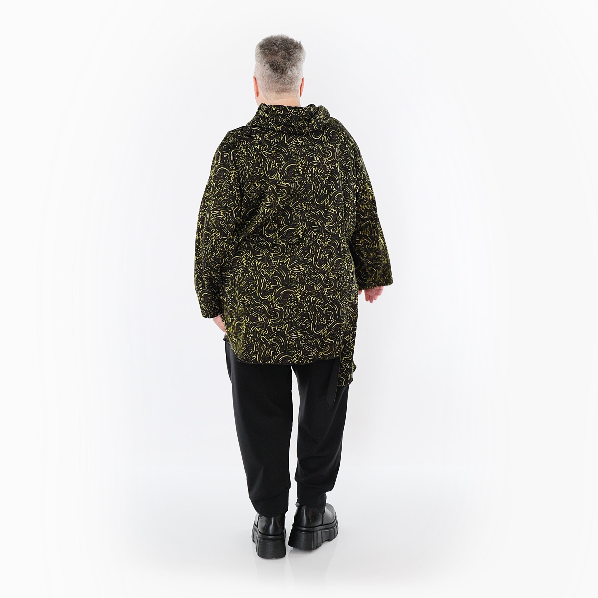 AKH Fashion Bigshirt in asymmetrischer Form, aus Materialmix, 1516.06061, Neongrün