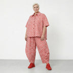 Luftige Ballon Hose im ausgefallenen Lagenlook mit weiten Beinen und tiefen Taschen, Mint/Pink