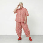 Luftige Ballon Hose im ausgefallenen Lagenlook mit weiten Beinen und tiefen Taschen, Mint/Pink