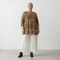 Ausgefallenes Oversize Lagenlook Big Shirt aus leichter luftiger Popeline mit Zebra Muster, Orange/Schwarz/Gelb
