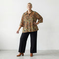 Luftige Oversize Jacke aus feiner Popeline im ausgefallenen Zebra Lagenlook, wunderbar weich, Orange/Schwarz/Gelb