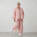 Zeitlose Oversize Marlenehose in Rosa/Ecru aus Baumwolle sehr luftig leger Lagenlook Stil