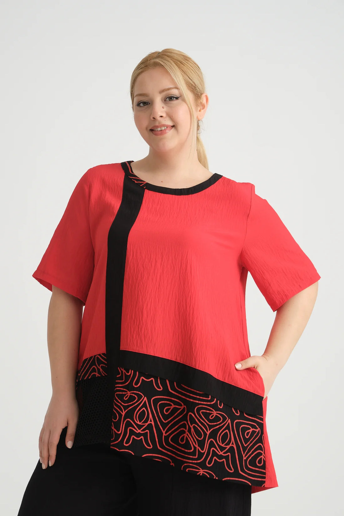  A-Form Shirt von Zedd Plus aus Viskose, 24290, Rot, Schick, Modern, Bequem