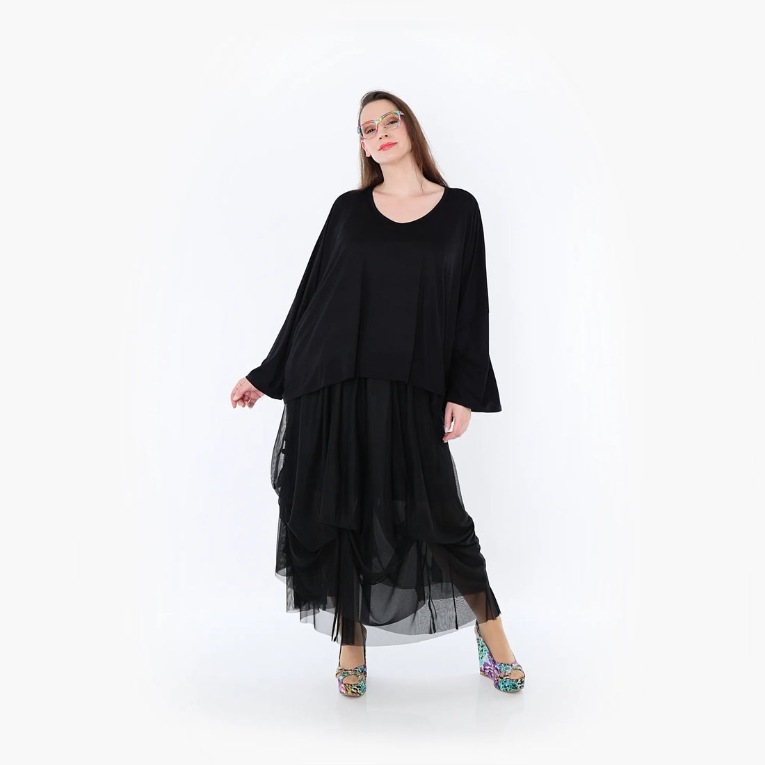  Ballonrock von AKH Fashion aus Materialmix, 1457.07049, Schwarz, Ausgefallen, Zeitlos