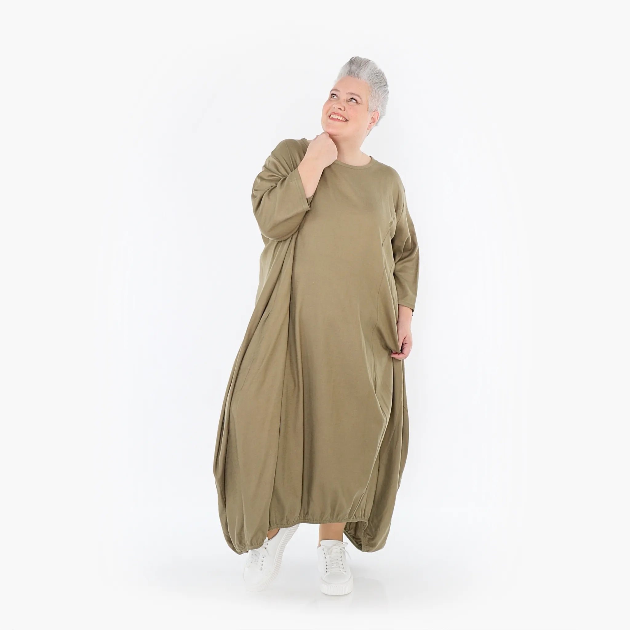  Ballonkleid von AKH Fashion aus Baumwolle, 1465.06736, Pistazie, Ausgefallen, Zeitlos