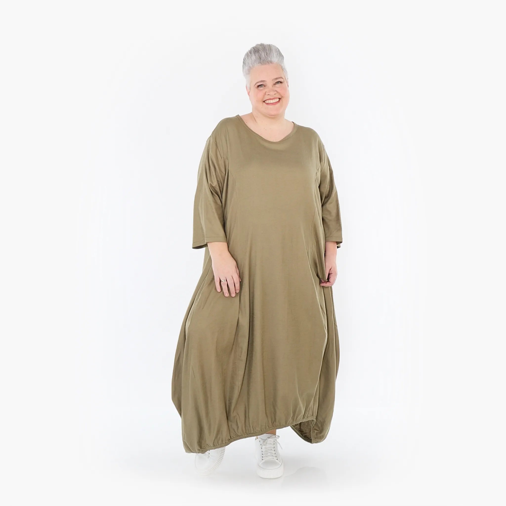  Ballonkleid von AKH Fashion aus Baumwolle, 1465.06736, Pistazie, Ausgefallen, Zeitlos