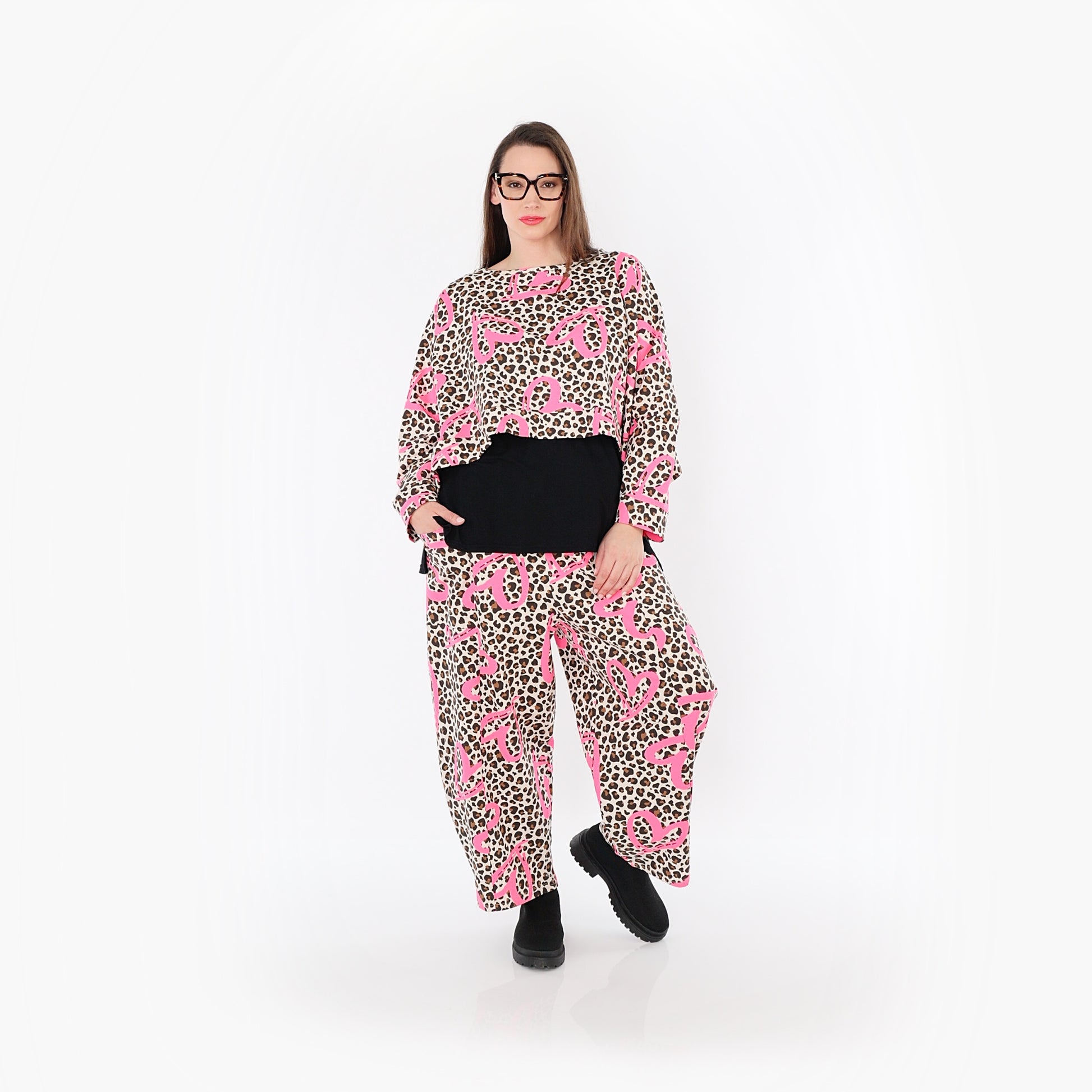  AKH Fashion Überwurf in kastiger Form, aus Baumwolle, 1513.07011, Beige/Braun/Fuchsia