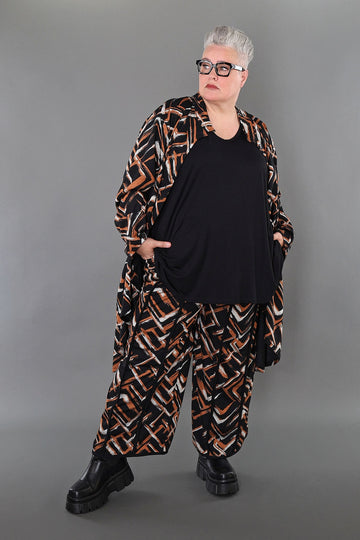 AKH Fashion Hose in gerader Form, aus Viskose, 1517.07074, Schwarz/Cognac/Weiß, Schick