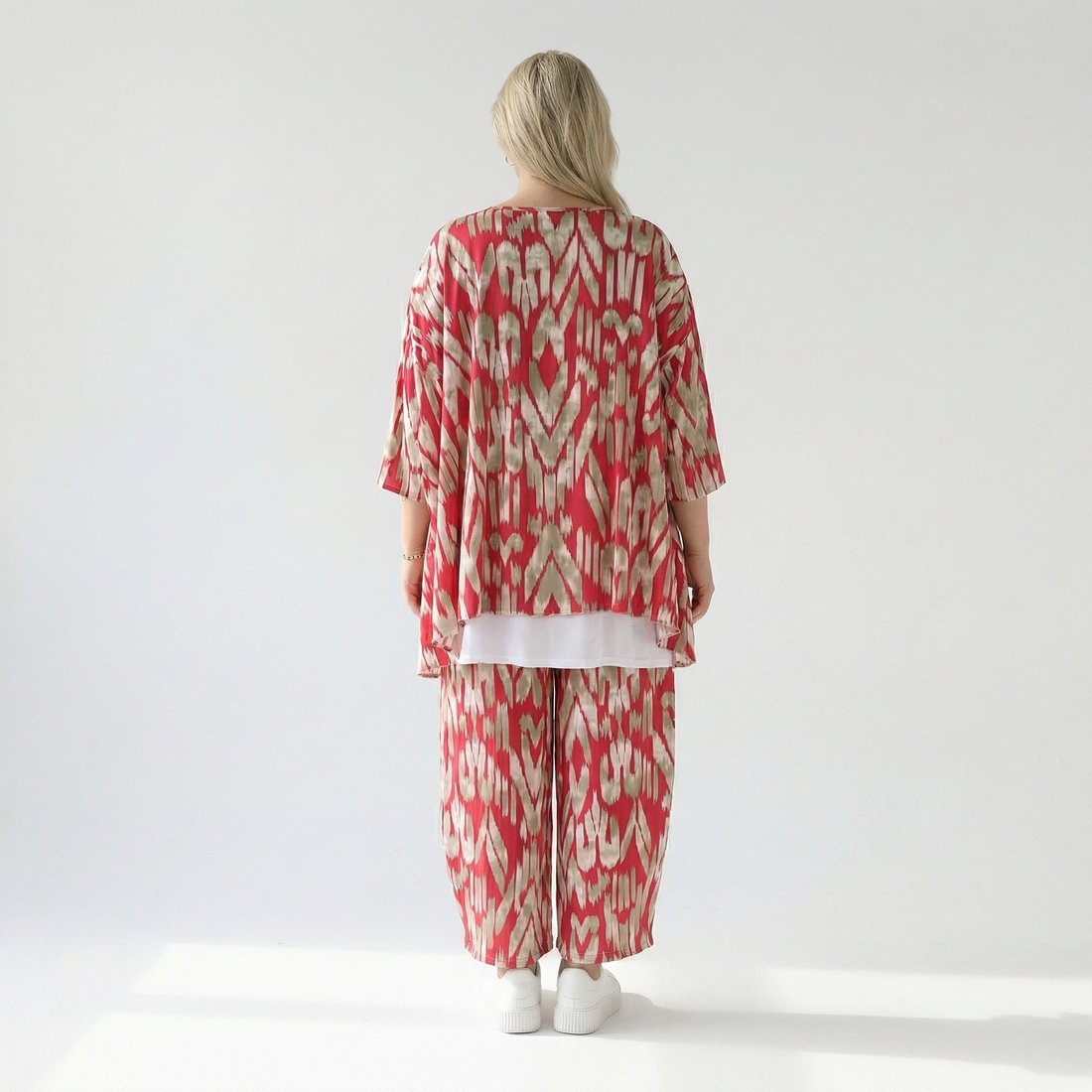  A-Form Bigshirt von AKH Fashion aus Viskose, 1296.00593, Fuchsia-Beige, Grafik, Schick