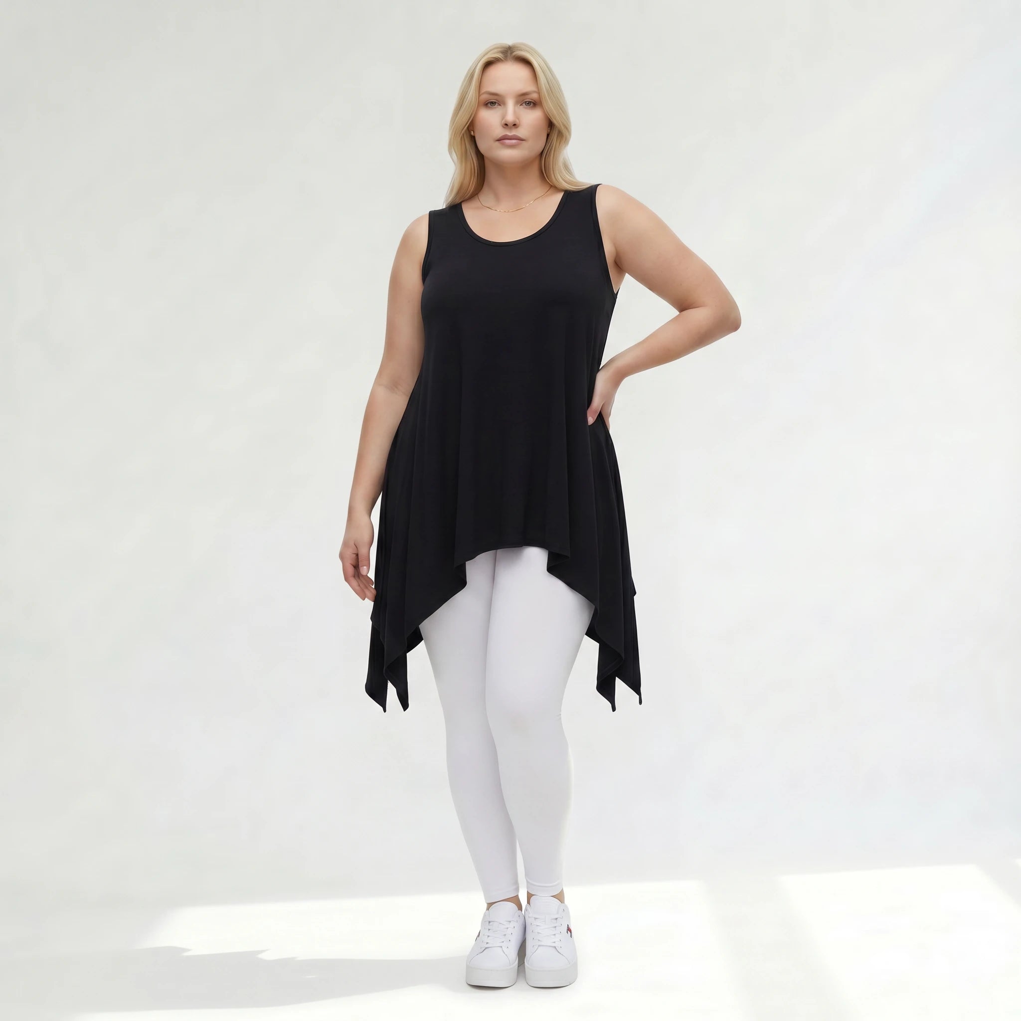 Zipfel Top von AKH Fashion aus Viskose, 1312.01975, Schwarz, Schick, Modern, Bequem