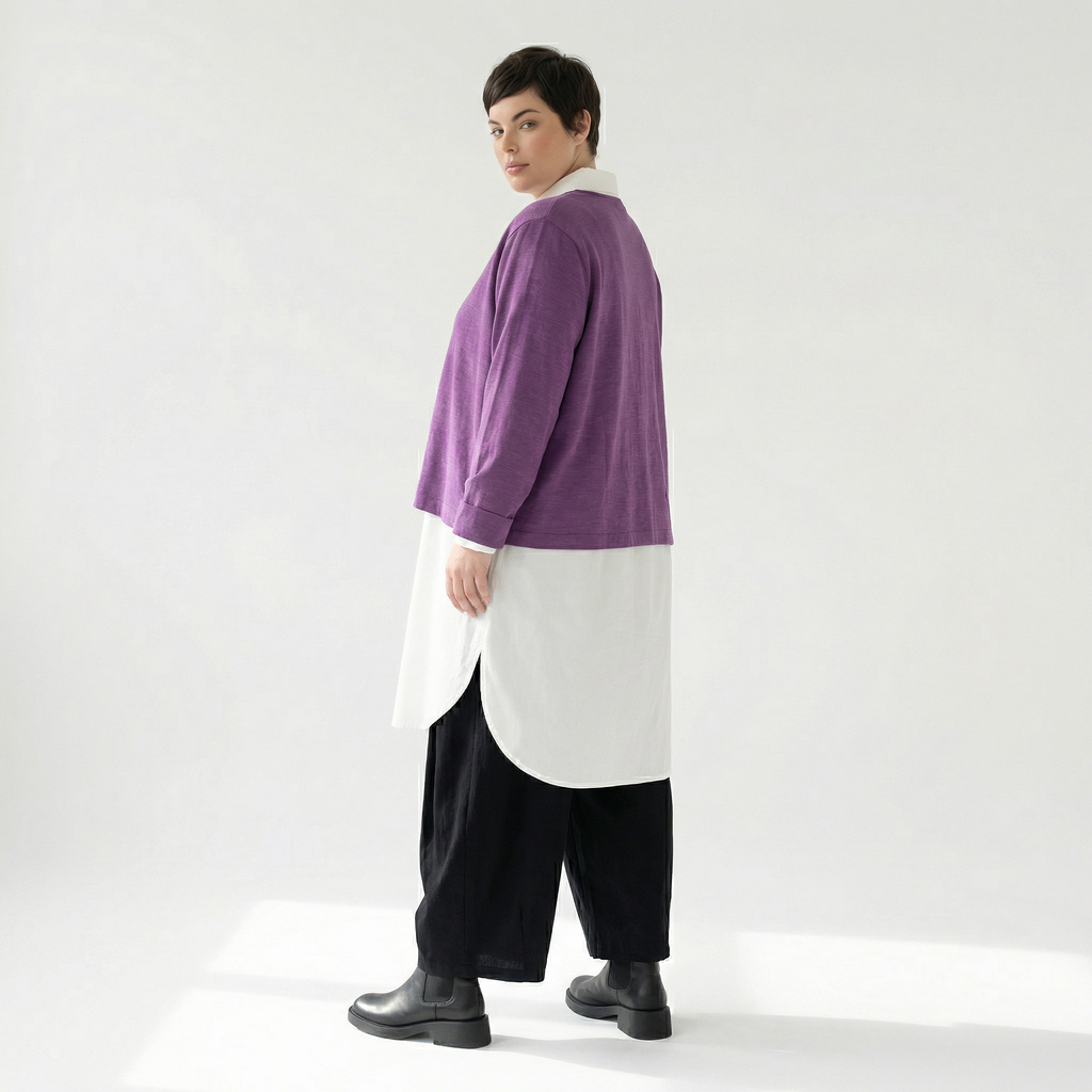  AKH Fashion Jacke in gerader Form, aus Viskose, 1329.02149, Lila-Weiß, Schick, Modern