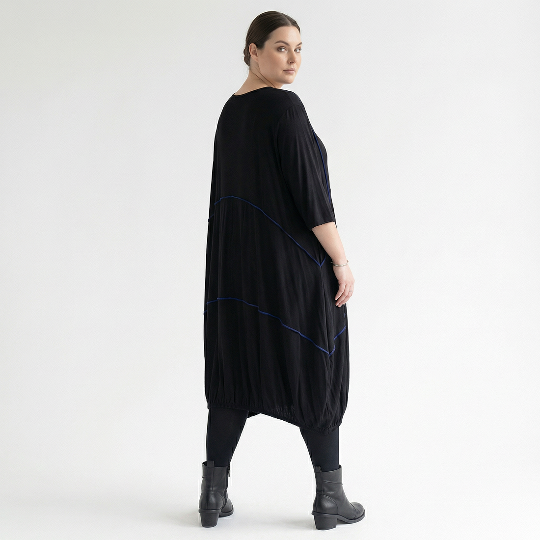  Ballonkleid von AKH Fashion aus Viskose, 1416.06564, Schwarz/Blau, Schick, Modern, Bequem