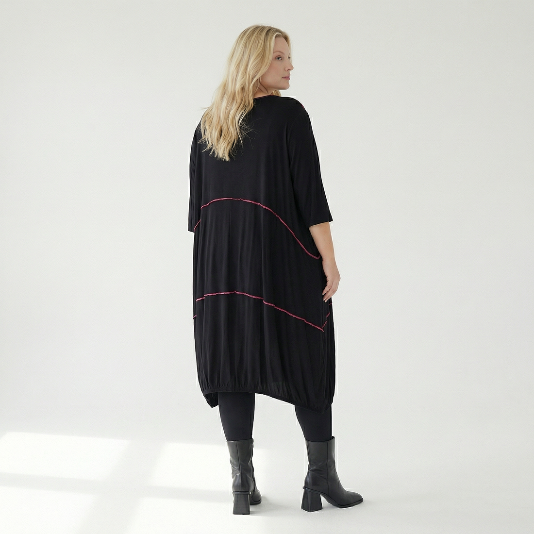  Ballonkleid von AKH Fashion aus Viskose, 1416.06564, Schwarz/Fuchsia, Schick, Modern