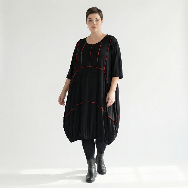  Ballonkleid von AKH Fashion aus Viskose, 1416.06564, Schwarz/Rot, Schick, Modern, Bequem