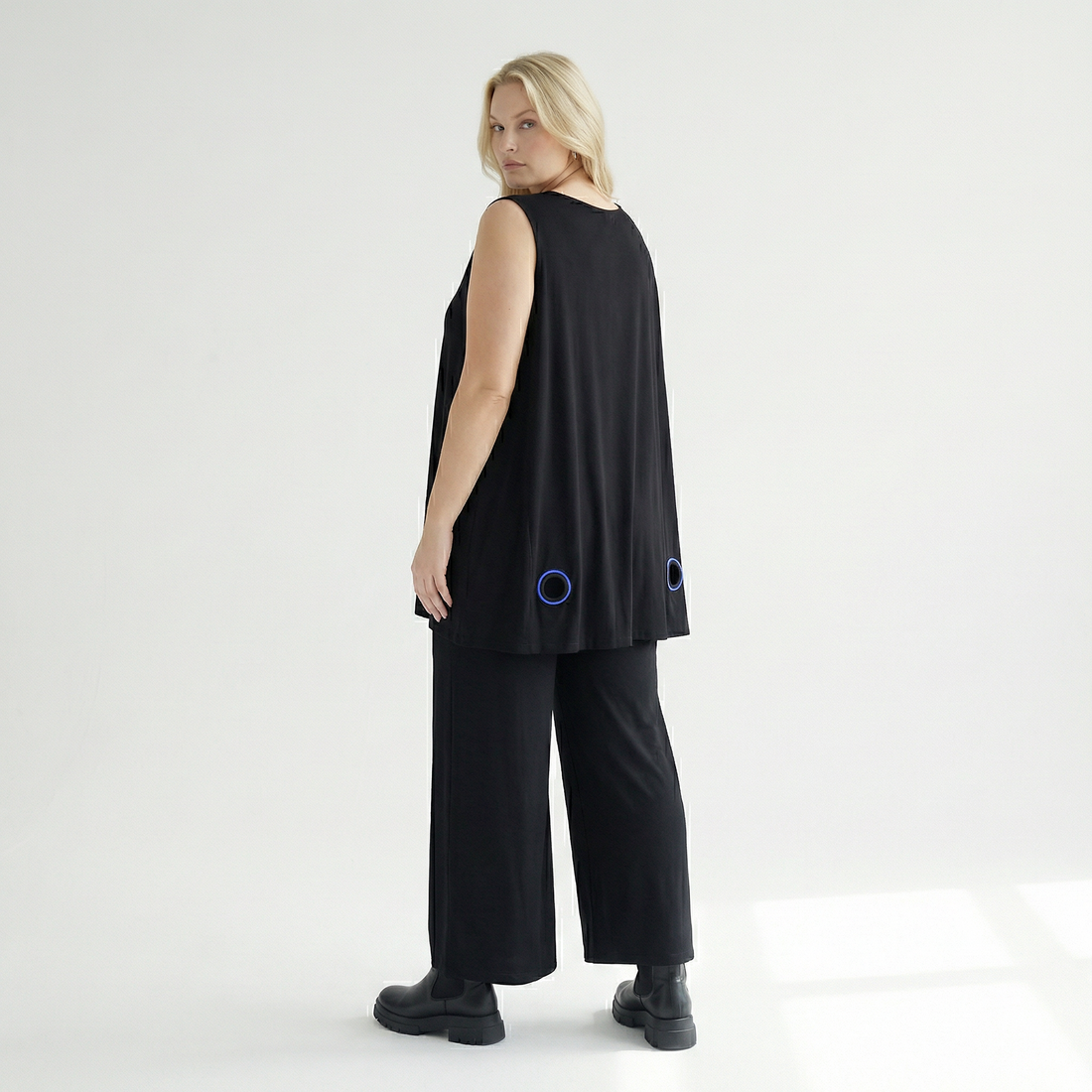  AKH Fashion Top in gerader Form, aus Viskose, 1416.06675, Schwarz/Blau, Schick, Modern