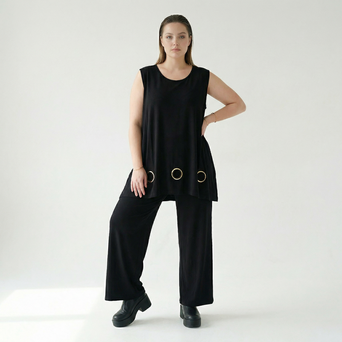  AKH Fashion Top in gerader Form, aus Viskose, 1416.06675, Schwarz/Gelb, Schick, Modern