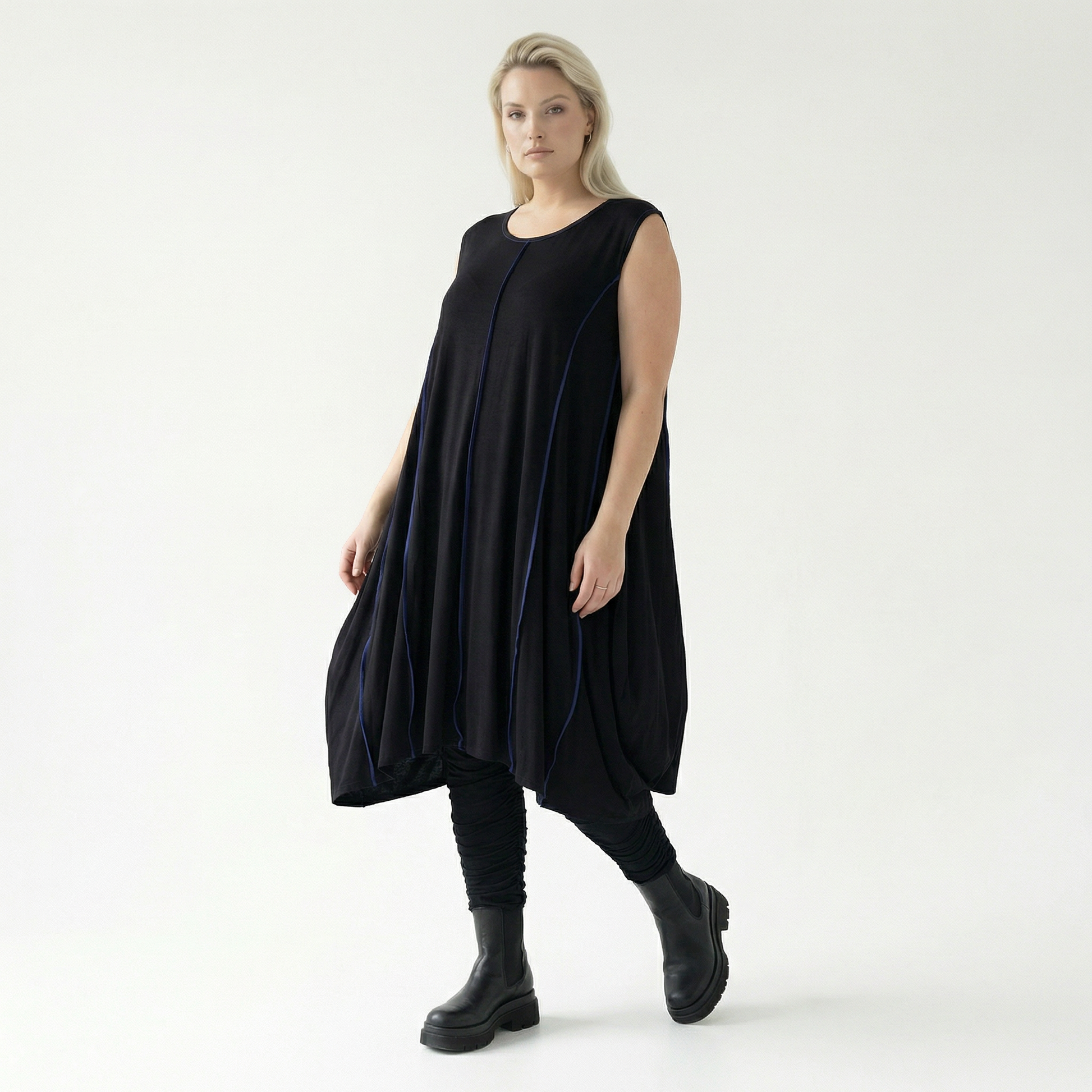  Ballon Tunika von AKH Fashion aus Viskose, 1416.06913, Schwarz/Blau, Schick, Modern